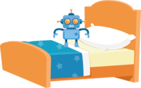 robot on bed
